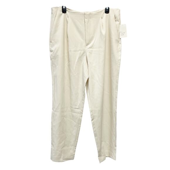 A New Day Women's Stretch High Rise Linen Tapered Ankle Pants Cream Size 14 - Picture 1 of 6